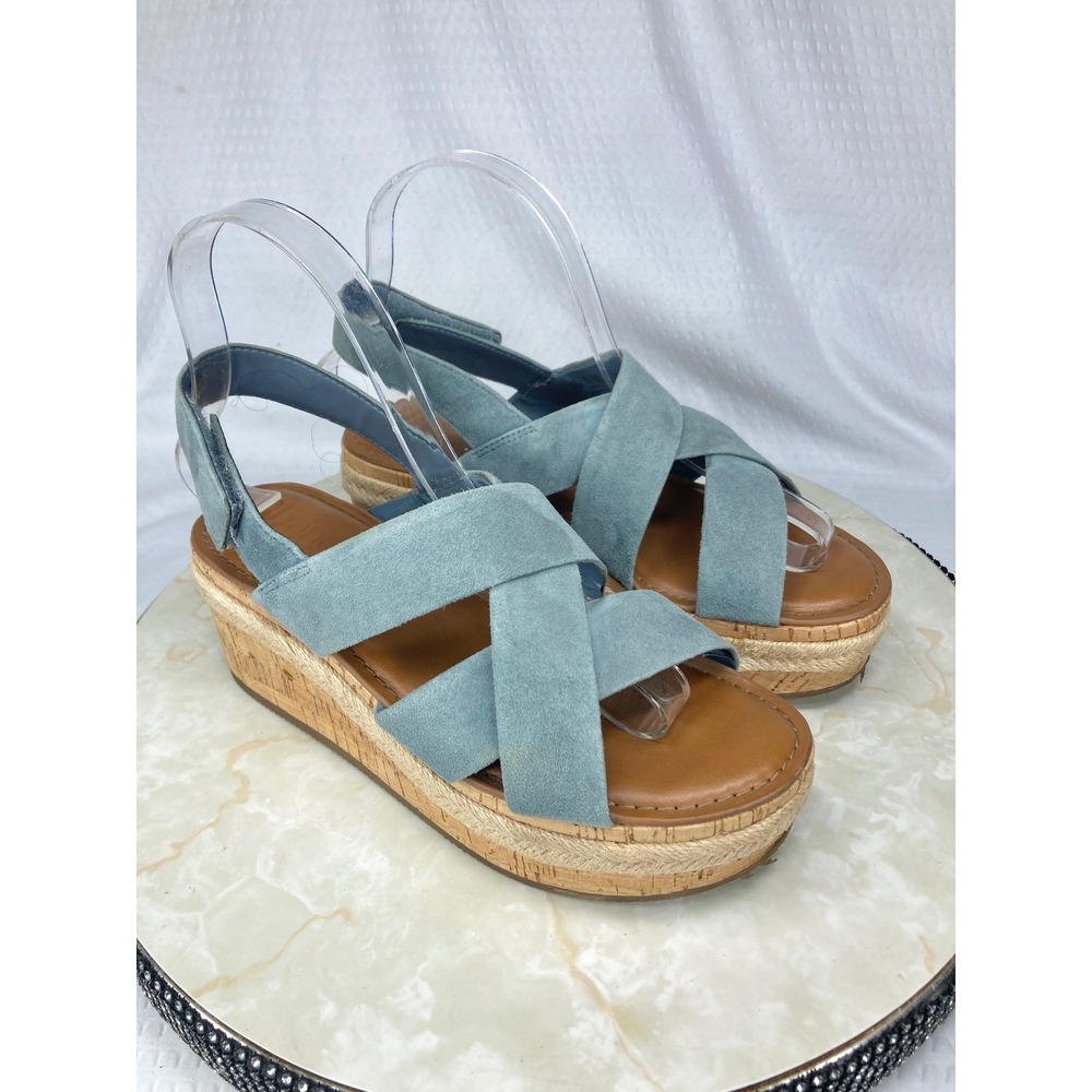 Franco Sarto Nessa Suede Platform Espadrille Sandals Womens 6.5 Blue Resortwear